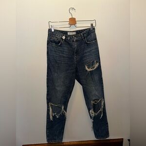 Topshop Distressed Blue Mom Jeans